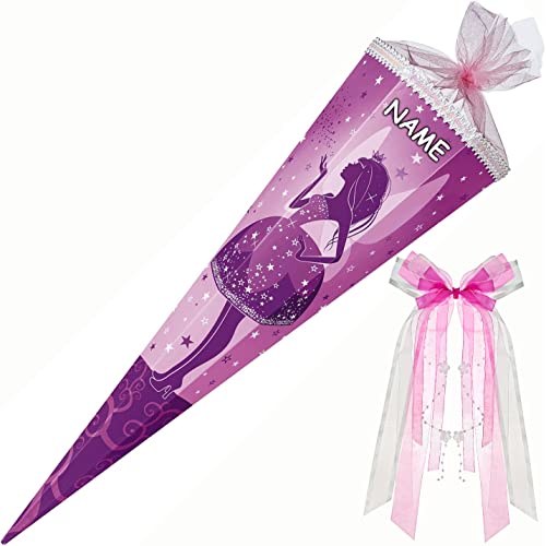 Nestler personalisiert mit Name und großer Schleife - 6857046 Schultüte Elfenkönigin, 85 cm 6-eckig von Nestler