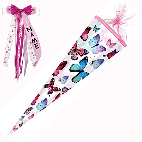 Nestler personalisiert mit großer Namensschleife - 6857796 Schultüte Schmetterling, 85 cm 6-eckig Nestler personalisiert mit großer Namensschleife - 6857796 Schultüte Schmetterling, 85 cm 6-eckig von Nestler