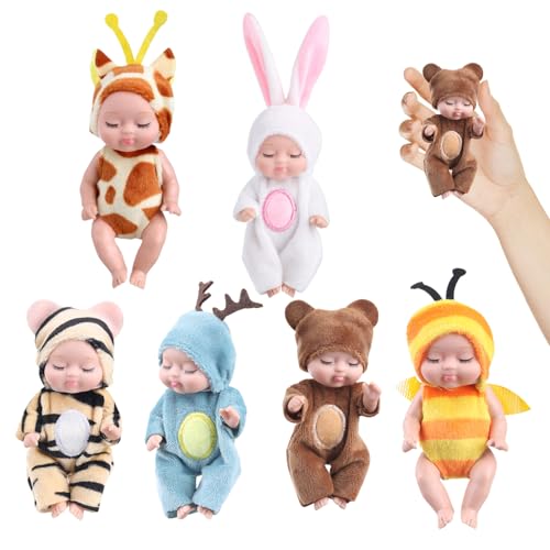 Mini -Babypuppen, 6pcs 4, 3 Zoll winzige Babypuppe, potenzielle realistische Puppe mit tierischen Kleidung, süß für Kleinkinder Mädchen Kinder 3+, Geburtstagsgeschenke Mini -Babypuppen, 6pcs 4, 3 Zoll winzige Babypuppe, potenzielle realistische Puppe mit tierischen Kleidung, süß für Kleinkinder Mädchen Kinder 3+, Geburtstagsgeschenke von NethCasti