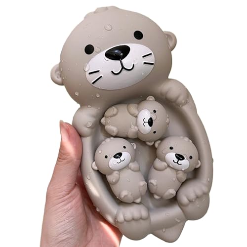 NethCasti 1 Set Baby Badspielzeug süße otterförmige schwimmende Kleinkindbadspielzeug pädagogische interaktive Lochfreie weiche Quetschungen für Kinderbabys Kindergeschenke von NethCasti