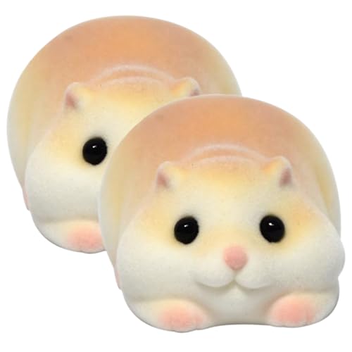 NethCasti 2pcs Hamsterspielzeug, niedliches Hamster-förmiges Flockenspielzeug 2.8x1.2x1.6 Stressabbau für Kinder Erwachsene Geschenk von NethCasti