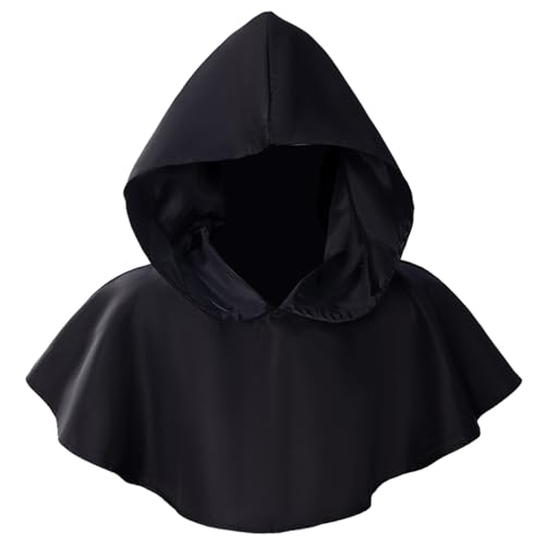 NethCasti Black Hood, Short Medieval Cloak with Hood, Breathable Black Cloak for Men Women Cosplay Costumes NethCasti Black Hood, Short Medieval Cloak with Hood, Breathable Black Cloak for Men Women Cosplay Costumes von NethCasti