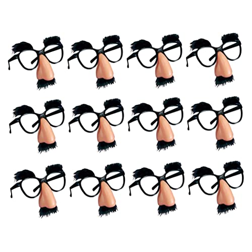 NethCasti Halloween Lustige Brille für Erwachsene 12pcs 4, 72x4, 33 Zoll niedliche Plastikgläser mit Augenbrauen Schnurrbart Nase für Kinder Erwachsene Party Gefallen Glassen von NethCasti