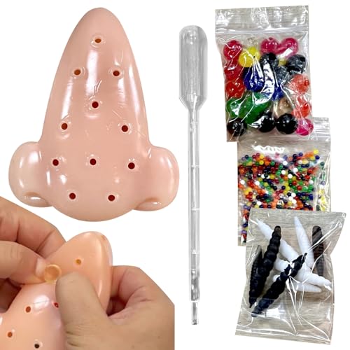 NethCasti Pickle Popping Toy Set, lustiges Nasenpickelspielzeug mit weichen Perlen Droper und Pinzette, TPE Flexible wiederverwendbarer Stressabbau Set für Kinder Erwachsene Geschenk von NethCasti