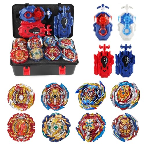 Netoke 8 in 1 Gyros Set, 4D Kampfkreisel Kreisel Battle mit Launcher Gyros, inkl 4 Stück Gyros Launcher Set, AA Netoke 8 in 1 Gyros Set, 4D Kampfkreisel Kreisel Battle mit Launcher Gyros, inkl 4 Stück Gyros Launcher Set, AA von Netoke