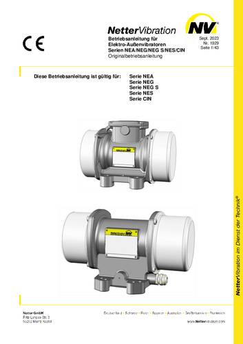 Netter Vibration NEG 5020 Elektro-Vibrator 230 V/400V 3000 U/min 192 N 0.035kW von Netter Vibration