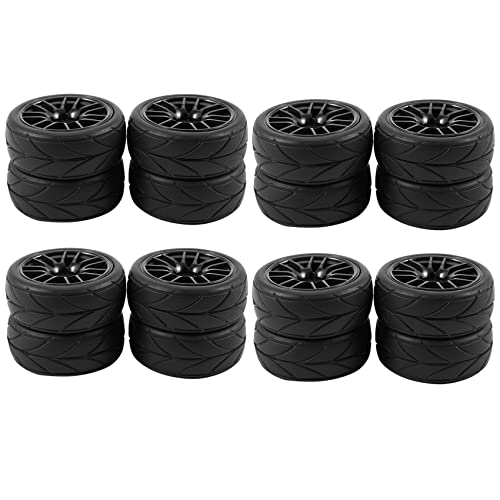 Nettoppo 16 Stuecke 1/10 Gummi Reifen Rc Renn Wagen Reifen Auf Renn Rad Felge Fit Fuer 9068-6081 Rc Auto Teil von Nettoppo