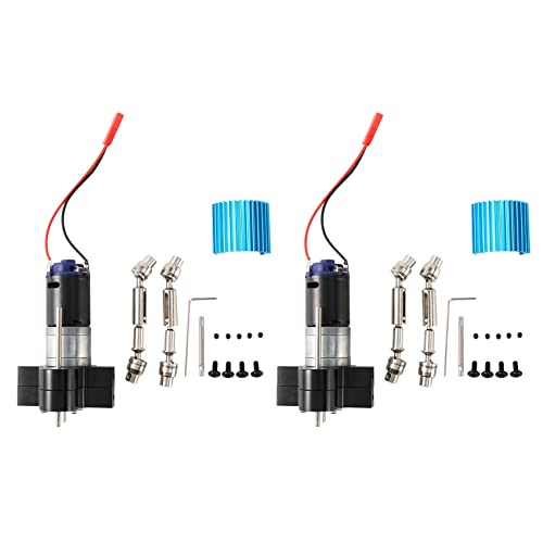 Nettoppo 2X Metall Getriebe Getriebe 370 Motor mit Antriebs Welle Upgrade Zubehör für C14 C24 B24 B36 MN D90 MN99S RC Auto, Schwarz von Nettoppo