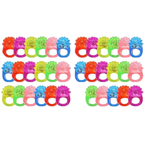 Nettoppo 35-Teiliges LED-Leuchtring-Bumpy-Ringe Blinkendes LED-Bumpy-Ring-Lichtspielzeug Kunststoff-Geburtstagsbelohnungen Eierfüller Glow -Zubehör von Nettoppo