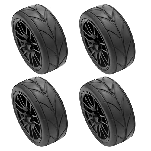 Nettoppo 4 Stuecke 1/10 Gummi Reifen Rc Renn Wagen Reifen Auf Renn Rad Felge Fit Fuer 9068-6081 Rc Auto Teil von Nettoppo