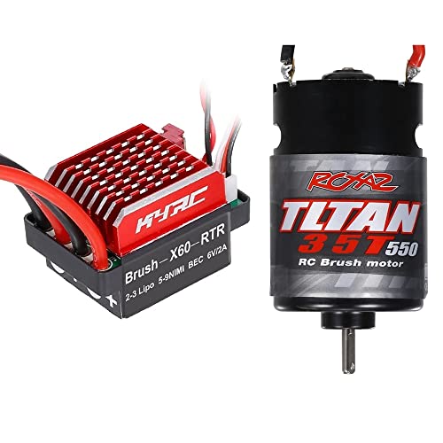 Nettoppo 550 GebüRstet Motor 35T mit 60A ESC für 1/10 RC Crawler Axial SCX10 AXI03007 90046 für TRX4 TRX6 Slash,4 von Nettoppo