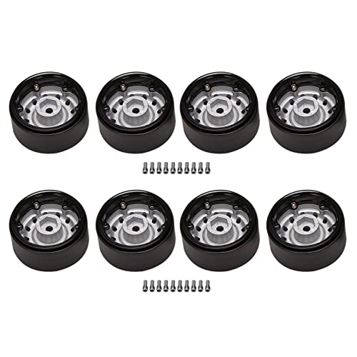 Nettoppo 8 Stück Metall 1,9 Beadlock Rad Felgen Nabe für 1/10 Rc Crawler Auto Axial Scx10 90046 Trx4 D90 D110 12 Kleine Löcher, Silber von Nettoppo