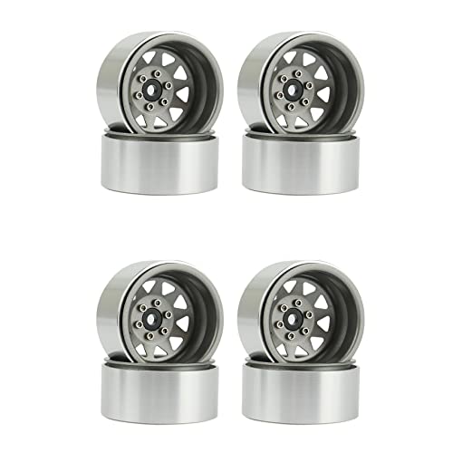 Nettoppo 8 Stücke Tiefer Teller Wagon 1.9 Metall Beadlock Rad Naben Felge für 1/10 RC Crawler Axial SCX10 90046 TRX4 D90,2 von Nettoppo