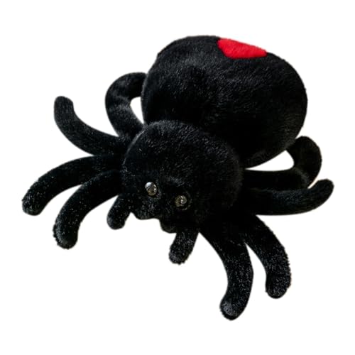 Nettoppo Simulationsspinne, Springspinne, Puppe, Spinnenpuppe, Krabbeltierpuppe, Plüsch, Süßes Reptilien-Plüschtier, Supersüß, Schwarz von Nettoppo