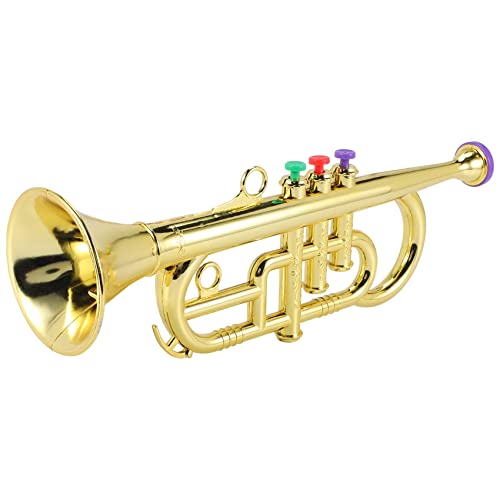 Nettoppo Trompete 3 TöNe 3 Farbige Tasten Simulation Spielen Mini Musikblasinstrumente für Kinder Geburtstagsfeier Spielzeug Gold von Nettoppo