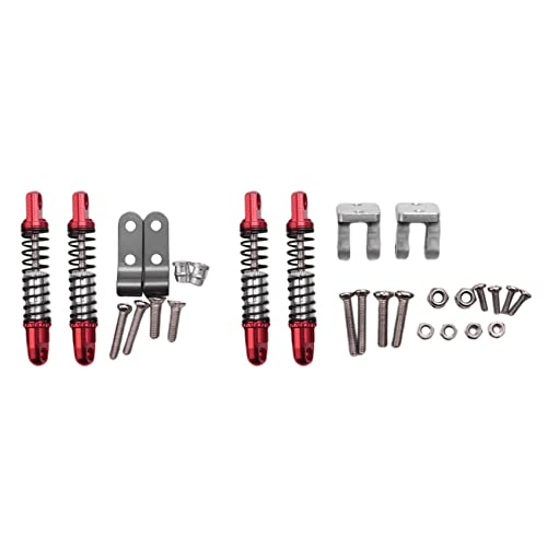 Nettoppo für D12 RC Auto Upgrades Teile Metall Vorne und Hinten Stoß DäMpfer DäMpfer mit Festem Sitz ZubehöR, Rot von Nettoppo