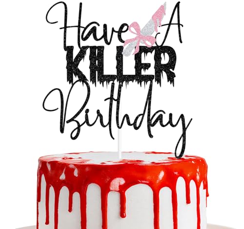 Tortenaufsatz mit Aufschrift "Have A Killer", mit Schleifen, Killer, Horror, Zombie, Geburtstagsdekoration, rosa Schleife, Halloween, Freitag, Film, blutige Geburtstagsparty-Dekoration, Zubehör Tortenaufsatz mit Aufschrift "Have A Killer", mit Schleifen, Killer, Horror, Zombie, Geburtstagsdekoration, rosa Schleife, Halloween, Freitag, Film, blutige Geburtstagsparty-Dekoration, Zubehör von Nettuao