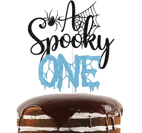 Tortenaufsatz mit blauem Glitzer: A Spooky One, A Little Boo is Turning One/Happy 1st Booday, lustige Halloween-Gruselspinnen-Thema, für Baby-Party, Geburtstag, Babyparty, Party-Dekorationen Tortenaufsatz mit blauem Glitzer: A Spooky One, A Little Boo is Turning One/Happy 1st Booday, lustige Halloween-Gruselspinnen-Thema, für Baby-Party, Geburtstag, Babyparty, Party-Dekorationen von Nettuao