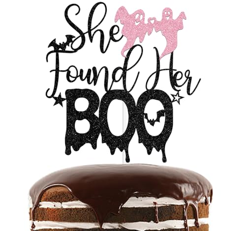 Tortenaufsatz mit schwarzem Glitzer, Aufschrift "She Found Her Boo", Till Death/Till Death to Us Party, Halloween, Hochzeit, Brautparty, Party-Dekorationen Tortenaufsatz mit schwarzem Glitzer, Aufschrift "She Found Her Boo", Till Death/Till Death to Us Party, Halloween, Hochzeit, Brautparty, Party-Dekorationen von Nettuao