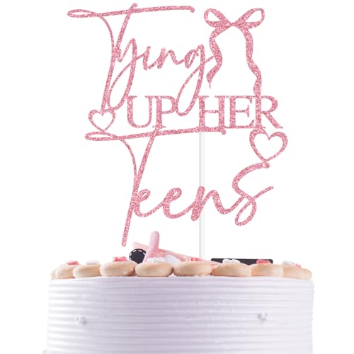 Tortenaufsatz zum 20. Geburtstag, mit Schleifen, glitzernd, zum 20. Geburtstag, Party-Dekoration, Rosa Tortenaufsatz zum 20. Geburtstag, mit Schleifen, glitzernd, zum 20. Geburtstag, Party-Dekoration, Rosa von Nettuao