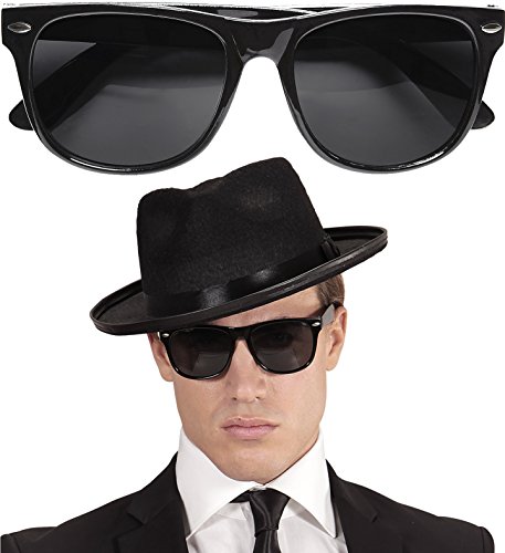Neu: * Schwarze Sonnenbrille * als Accessoire für Mottoparty | Brille Verkleidung Gangster Blues Brother 20. Jahre Deko Piloten von Neu: