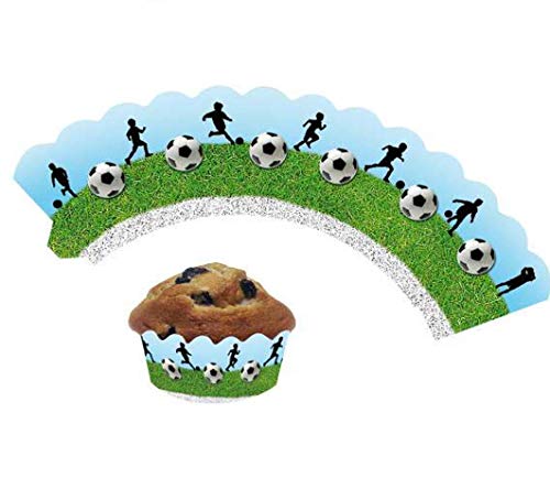Neu: 12 Cupcake Banderolen * Fussball * für Kinderparty und Kindergeburtstag von DH-Konzept | Kinder Cup Cake Muffins Party Set von Neu: