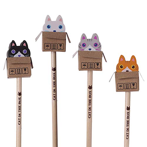 Neu: 4 Bleistifte * Katzen * mit Radiergummi für Schule und Kindergarten | Stift Zeichnen Schreiben Kind Katze Haustier Tier von Neu: