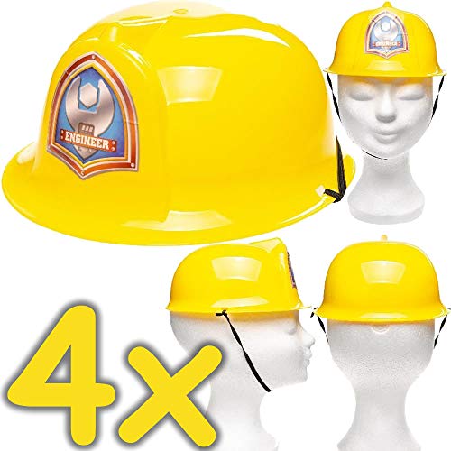 Neu: 4 x Baustellen-Helme für Kinder | Verkleidung zum Bauarbeiter Kindergeburtstag, Fasching und Mottoparty | Jedes Bauarbeiter-Kind liebt Diese Baustellenhelme! von Neu: