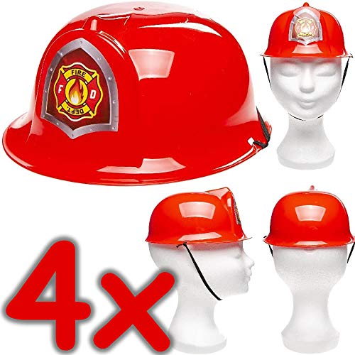 Neu: 4 x Feuerwehrhelme für Kinder | Verkleidung zum Feuerwehr-Kindergeburtstag, Fasching und Mottoparty | Jedes Feuerwehrmann-Kind liebt Diese Helme! von Neu: