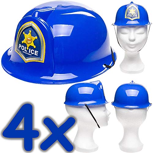 Neu: 4 x Polizei-Helme für Kinder | Verkleidung zum Polizei-Kindergeburtstag, Fasching und Mottoparty | Jedes Polizisten-Kind liebt diese Helme! von Neu: