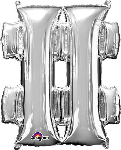 Neu: Folienballon Zeichen * # * in Silber als Deko für Party und Geburtstag | 83cm groß, wiederaufblasbar | Ballondeko Helium Ballongas Buchstaben von Neu: