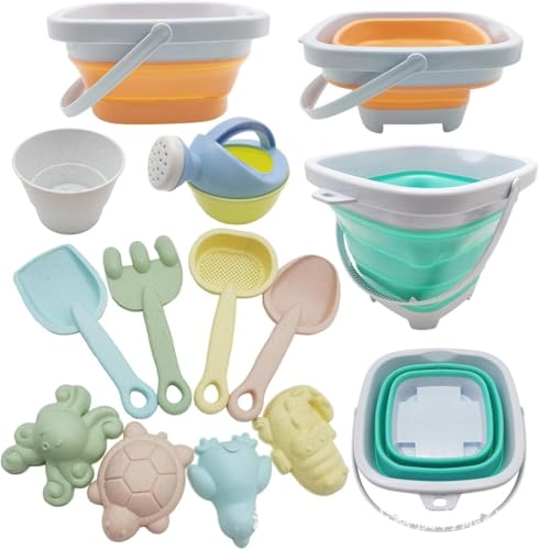 Neuytiky Sandspielzeug | 11-teiliges Set mit faltbarem Eimer & Tierformen | BPA-freies Buddelzeug für Strand & Sandkasten | Spielzeug für Kinder 1-3 Jahre (Macaron-Farben，Zufällige Farbe) von Neuytiky