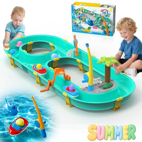 Neuytiky Wasserspieltisch Kinder Outdoor – Wasserspielzeug mit Wasserbahn, 37 Teile für kreativen Wasserspaß draußen, AquaPlay-System für Kinder ab 3 Jahren von Neuytiky