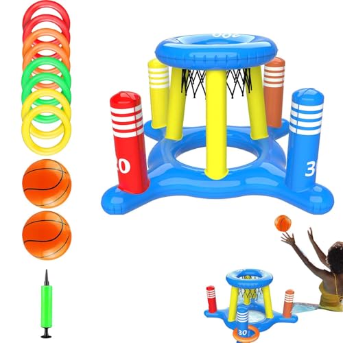 Basketball -Hoop -Pool - aufblasbares Wasserspiel, schwimmendes Sportspielzeug | Outdoor -Aktivitäts -Set -Ausrüstung, Fun Toss Ring Challenge, Wasserspiel Kit für Sommer im Hinterhof Schwimmkinder Er Basketball -Hoop -Pool - aufblasbares Wasserspiel, schwimmendes Sportspielzeug | Outdoor -Aktivitäts -Set -Ausrüstung, Fun Toss Ring Challenge, Wasserspiel Kit für Sommer im Hinterhof Schwimmkinder Er von NevPuose