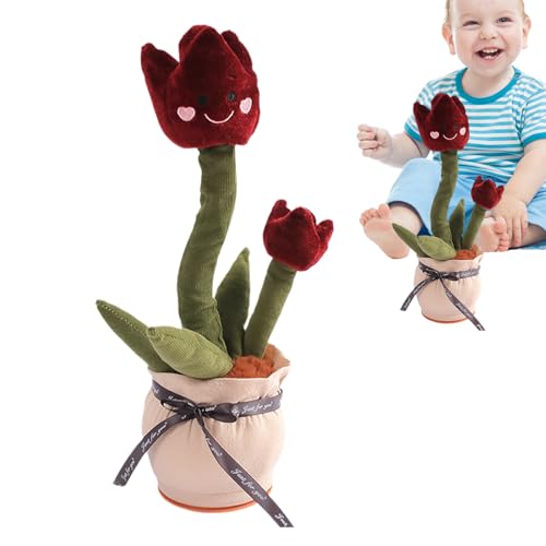 Melodische Tanzblüte - Fröhliche Singende Blume Stoffed Puppe, Lustige Bewegung Plüsch Figur | Tragbarer Musik Blumenbegleiter, Lebhafter Bloom Buddy, USB Wiederaufladbarer Spielkamerad, Amüsantes Kin von NevPuose