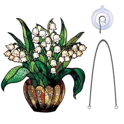 NevPuose Künstliche Blumentopf - Lilie des Talfensterbügels, Glaskunstpanel | Sonnencatcher mit Kette, Blumenwanddekoration, hängende Blüteausstellung für Gartenküche, Heimfensterakzent NevPuose Künstliche Blumentopf - Lilie des Talfensterbügels, Glaskunstpanel | Sonnencatcher mit Kette, Blumenwanddekoration, hängende Blüteausstellung für Gartenküche, Heimfensterakzent von NevPuose