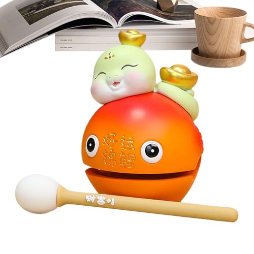 NevPuose Mokugyo Instrument, Fischtrommel | Beruhigende Trommel | Netter Fisch Mokugyo Instrument Neujahrsschlange Tempelblöcke Percussion Toys für die Schreibtischdekoration beruhigen von NevPuose
