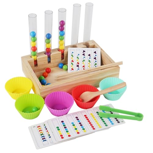 NevPuose Perlenspiel -Farbsortierung, Holzbrett -Perlenspiel, Cognitive Interactive Funny Puzzle Brettspiel, Vorschullernspielzeug, Hand -Augenkoordination Spiel für 3+, Kinder, von NevPuose