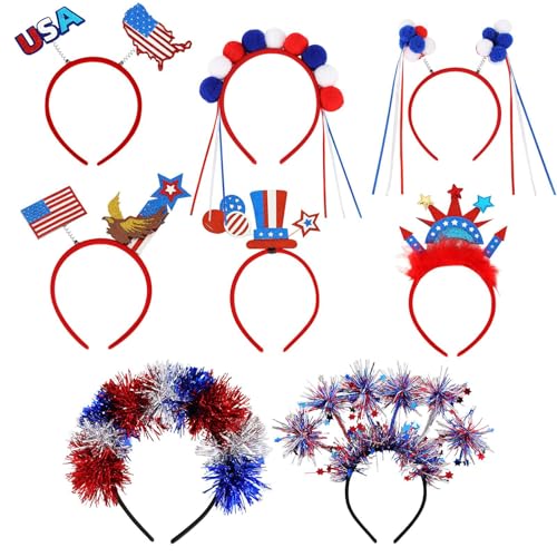 NevPuose Viertes Stirnband, patriotischer Kopf Boppers | Kopfbedeckung für rote weiße blaue Flagge,8 Paar Memorial Day & 4. Juli Accessoires, Unabhängigkeitstag, Parade Kostümbevorzugungen, Grill NevPuose Viertes Stirnband, patriotischer Kopf Boppers | Kopfbedeckung für rote weiße blaue Flagge,8 Paar Memorial Day & 4. Juli Accessoires, Unabhängigkeitstag, Parade Kostümbevorzugungen, Grill von NevPuose