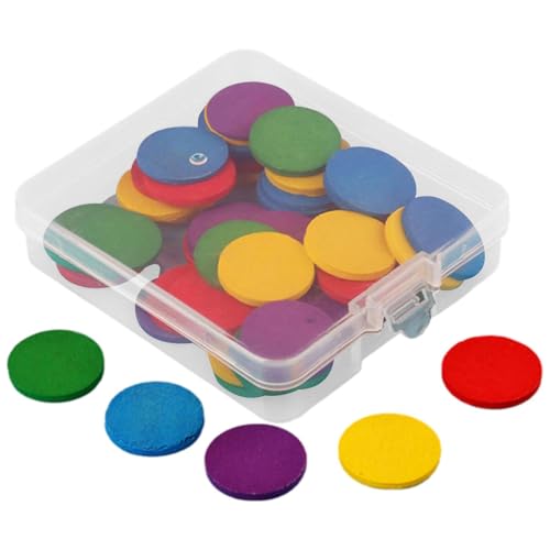 NevPuose Zählen Sie Chips für Kinder, Farbzähl -Chips - 50 Stücke Holzmathematik Theken rund - Brain Developmental Toy School Unterrichtsvorräte für Zuhause, Schule, Reisen von NevPuose