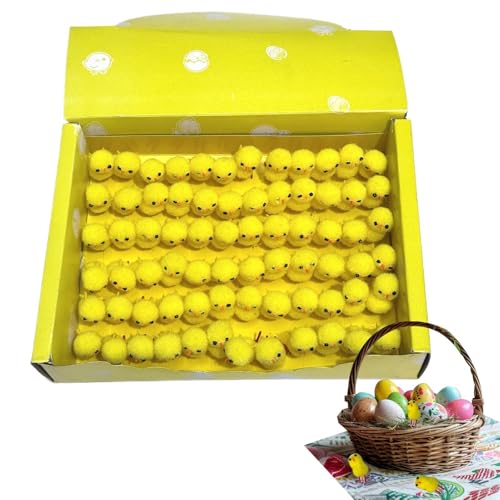 Plüsch Osterküken-niedliche 1,2-Zoll-Kükenfiguren, 72-Pack-Realistische Babyvögel | kuschelige weiche Hühnchenplüschspielzeug für Osterkörbe, Federvogelfiguren für Geschenktüten, kleine Plüschgeflügel von NevPuose
