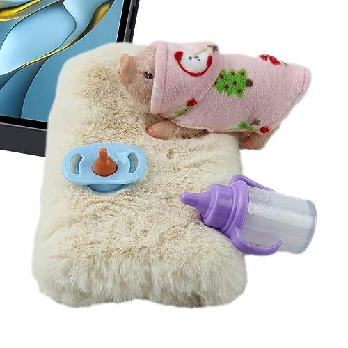 Realistisches Mini -Schwein - Weiches Silikontier, lebhafte Ferkelmodellsammler | Simulation Schwein Figur, Home Decoration Display, süßes Schweinspielzeug für Schreibtisch oder , perfektes Gesch von NevPuose
