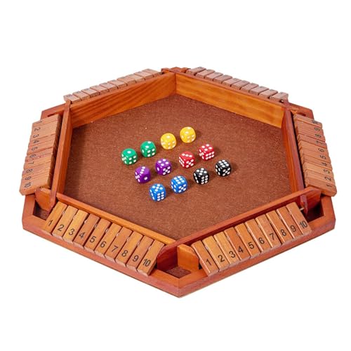 Shut the Box Dice Game, Shut the Box Game | Tragbares Würfelspiel für 6 Spieler – klassische Tischversion, Tabellenkalkulationsspiel mit Doppelverschluss-Funktion. Ein unterhaltsames Strategiespiel von NevPuose