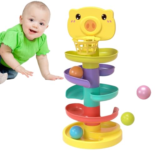 Spiral Kugelturm – Stapelspiel Motorikbahn, Lernspielzeug Kinder | Farbenfroher Ballrutschenturm mit langlebiger Konstruktion zur Förderung von Hand-Auge-Koordination und sensorischer Entwicklung bei von NevPuose