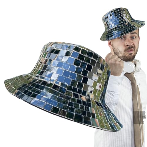 Disco Crystal Bucket Hut - Paillistin Festival Cap, Strass -Party -Hut | Glitzer verziertes Eimerdesign mit Effect, modische Disco -Kopfbedeckung für Konzerte Tanzveranstaltungen Bühnenaufführ von Nevalerra