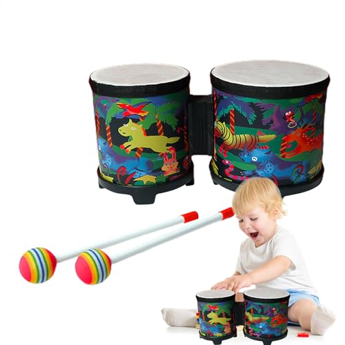 Kids Bongo Drums - Holzperkussionsspielzeug, musikalischer Rhythmus -Set | Tuned Drum Heads mit natürlicher Hautoberfläche, kompaktes Instrument, das Lernende für Musikkurse und kreative Spielzeit vor Kids Bongo Drums - Holzperkussionsspielzeug, musikalischer Rhythmus -Set | Tuned Drum Heads mit natürlicher Hautoberfläche, kompaktes Instrument, das Lernende für Musikkurse und kreative Spielzeit vor von Nevalerra