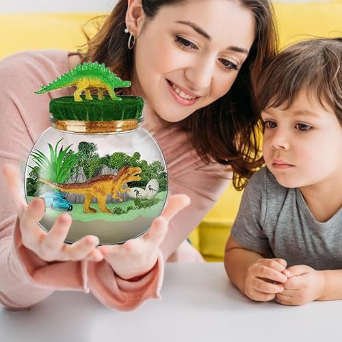 Nevalerra Dinosaurier-Terrarium-Set mit Beleuchtung, Dinosaurier Das enthäl-Terrarium-Set für | Kunst- und Bastelset,Dino-Bastelarbeiten mit LED-Nachtlicht und Fernbedienung, Raumdekoration von Nevalerra