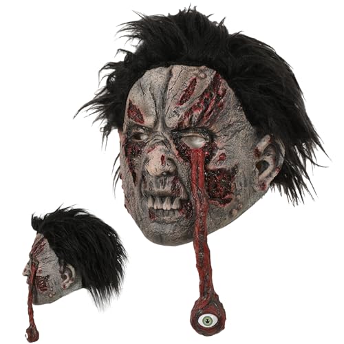 Nevalerra Gruselige Halloween Gesichtsbedeckung - Halloween Grusel Maske Zombie Kopfmaske für Erwachsene,Realistische Kostümzubehör für Erwachsene Rollenspiele Gruselhaus Film Escape Room Streiche von Nevalerra