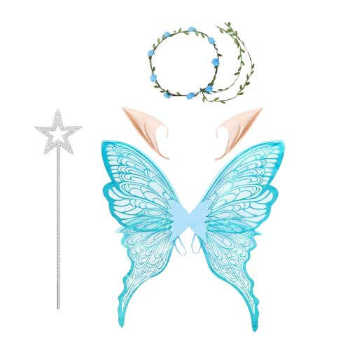 Nevalerra -Kostüm-Set | Feenflügel für Halloween und Cosplay - mit und Ohren für Mädchen und Frauen von Nevalerra