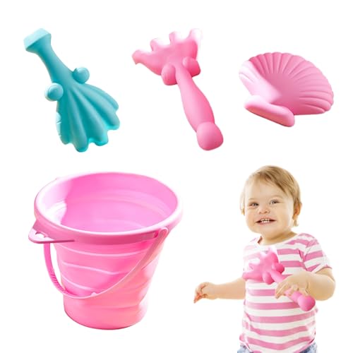 Nevalerra Spielen Sie Sandspielzeug- -Sandspielzeug für Kinder - Faltbares Eimer-Spielsandspielzeug für Kinder,Helle Farben Silikon-Strandspielzeug für See, Hinterhof, Garten von Nevalerra